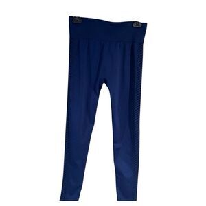 Marika dark blue full length leggings with black diamond side stripes - M